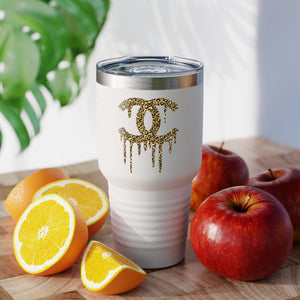 Cheetah Print CC Drip Logo, 30oz Tumbler