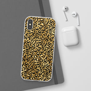 Gold Cheetah Leopard Print Flexi Phone Case