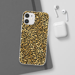 Gold Cheetah Leopard Print Flexi Phone Case